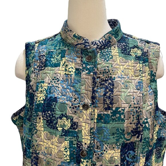 Handmade Reversible Quilted Sleeveless Vest Patchwork Boho Artisan Fall Layering - Picture 4 of 8
